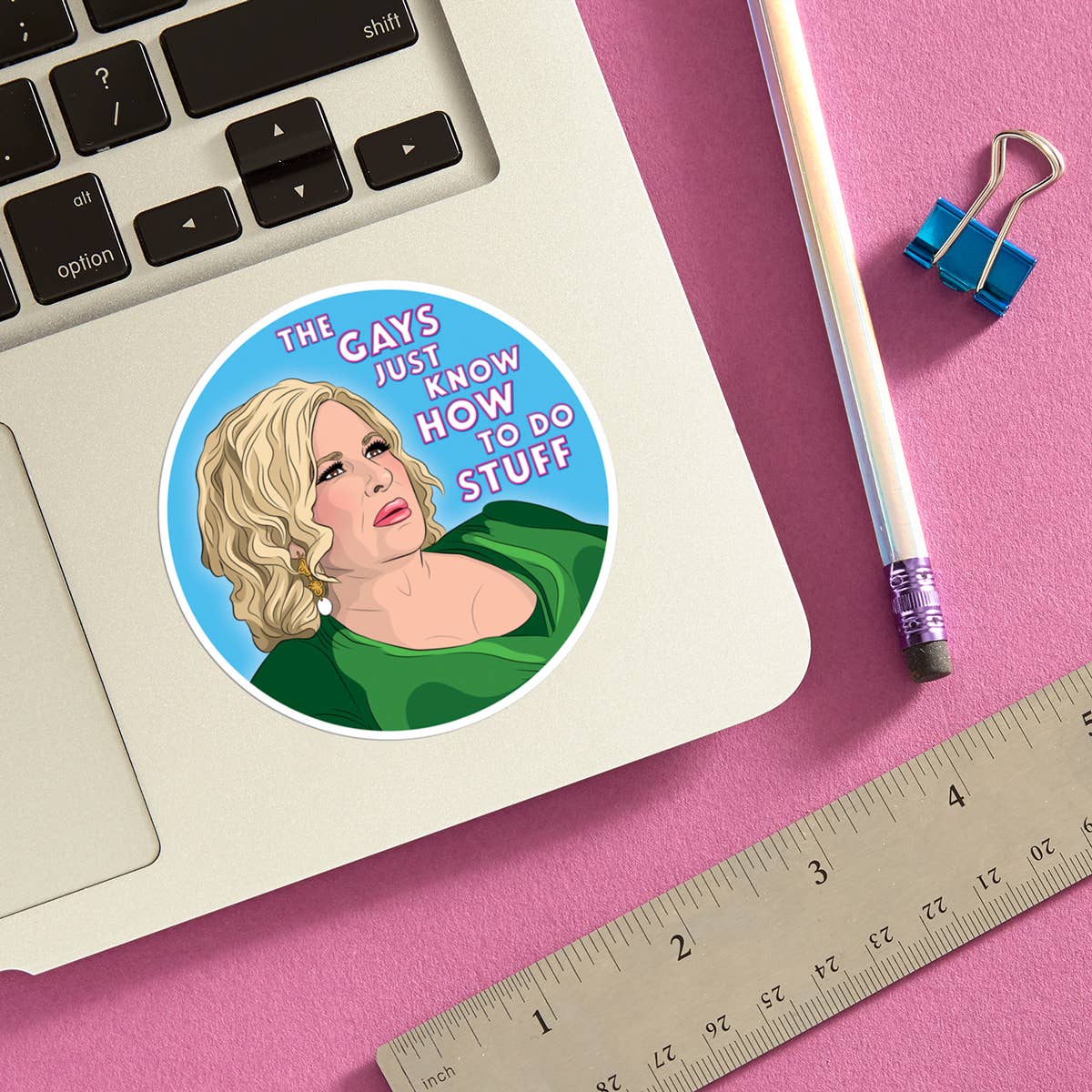 Jennifer Coolidge White Lotus Gays Do Stuff Die Cut Sticker