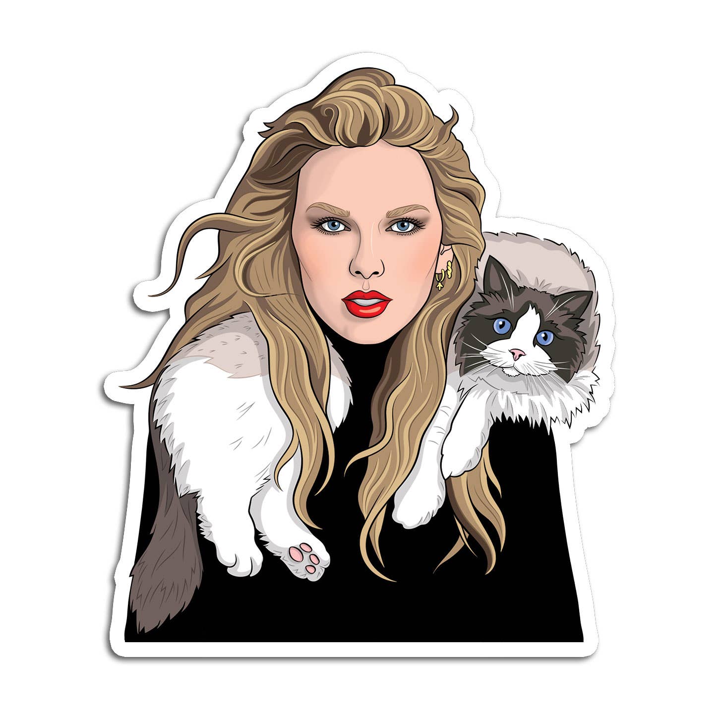 Pop Star with Cat Die Cut Sticker